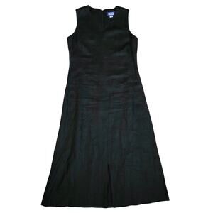 Austin Reed 100% Linen Sleeveless Maxi Dress Black Size 12 Classic Timeless